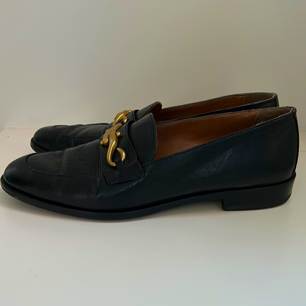 🔥HP🔥VTG Ann Taylor Loafers, black w gold buckle, size 7 1/2 M, Italy - Picture 5 of 15